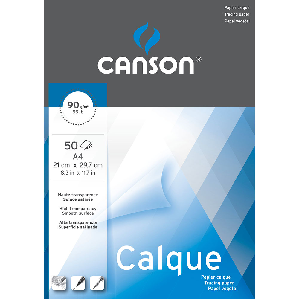 Carta Lucida Canson A4 - 90-95 G/mq, Per Stampanti E Fotocopie, Bianco Satinato